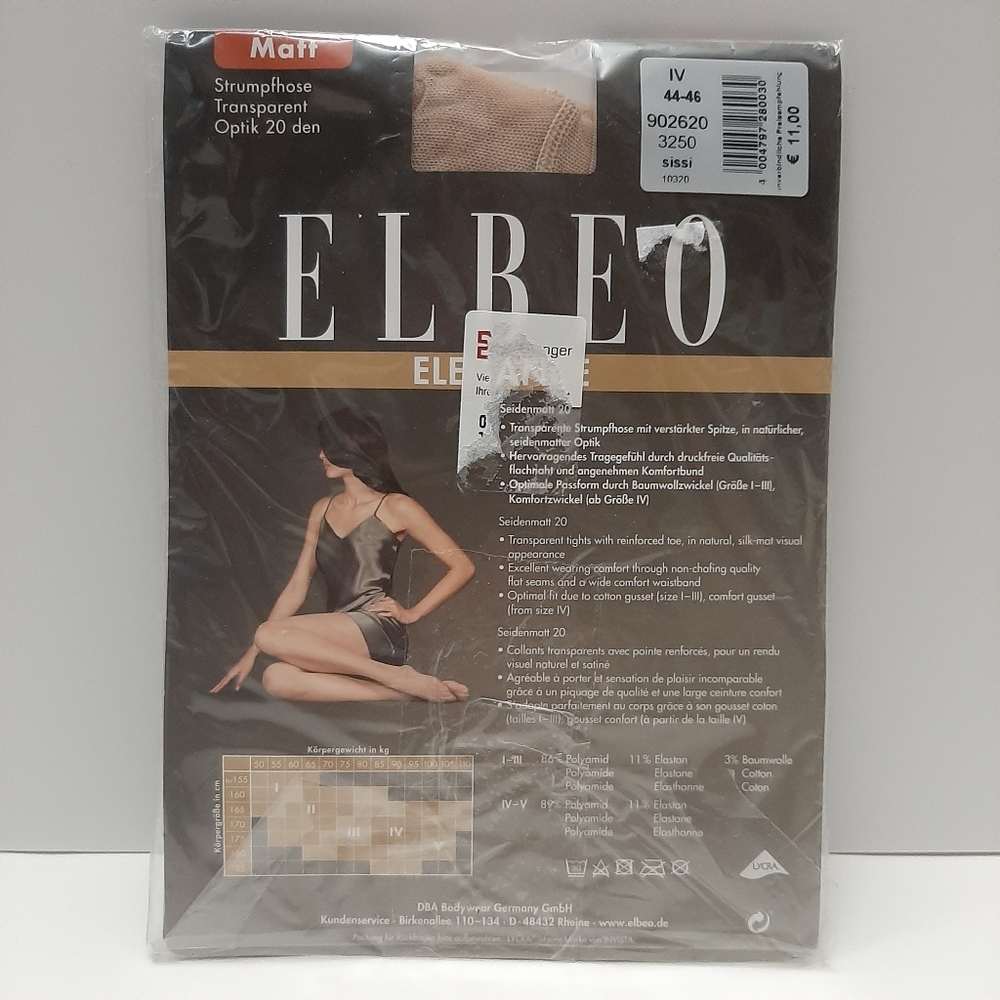 🍒4 for $20🍒 New - Elbeo Germany Beige Matt Sz IV 44 - 46 Pantyhose